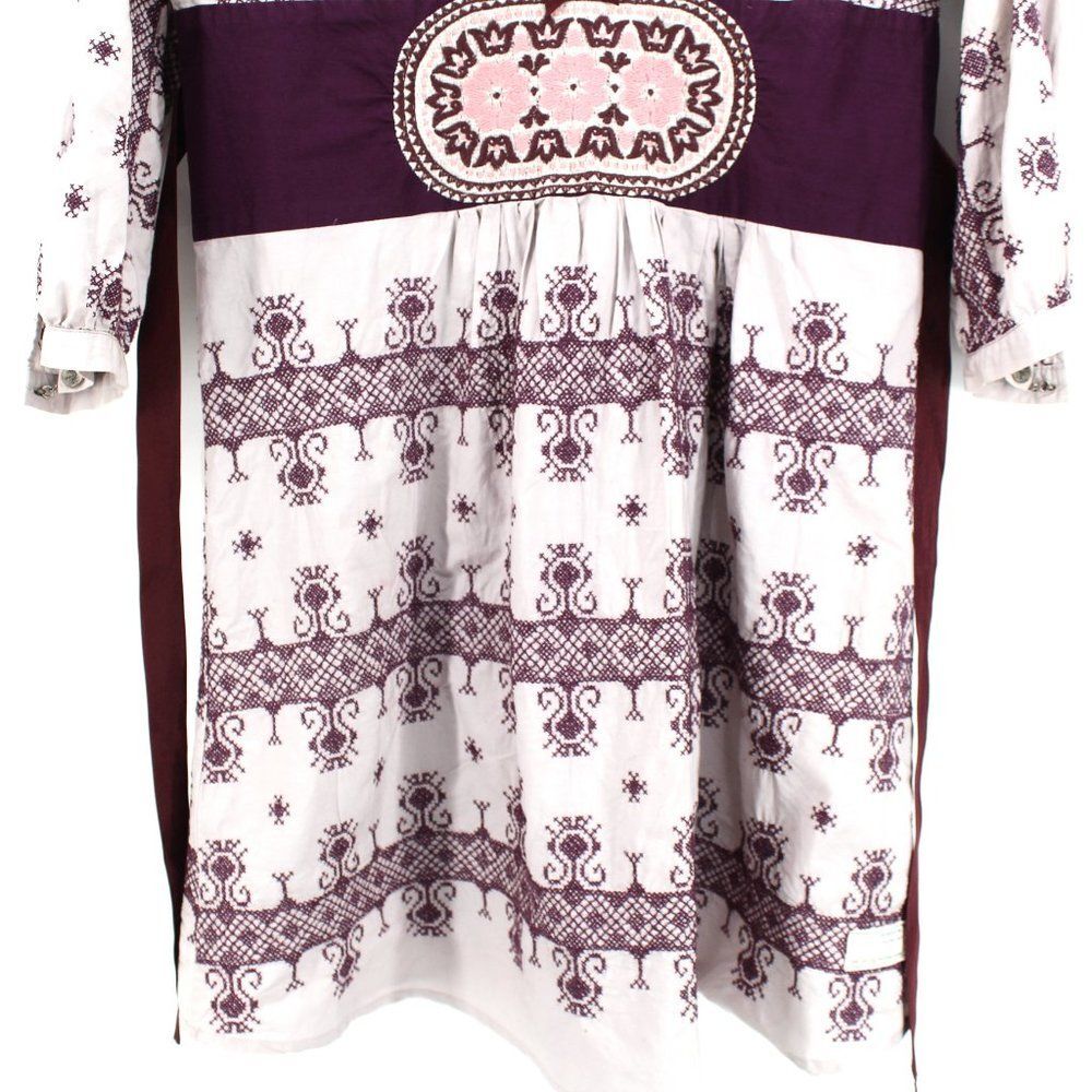Odd Molly Cotton Four Continents Tunic Dress Plum Embroidered Knee Length Sz 1/S - Picture 6 of 15